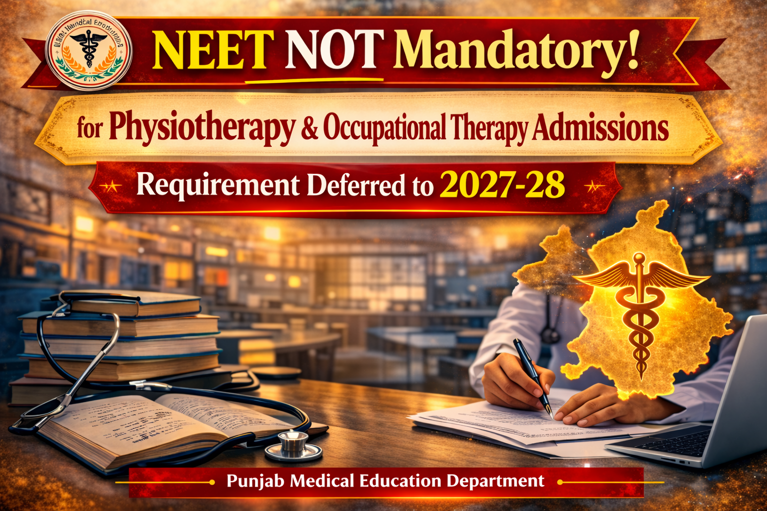 NEET Not Mandatory for Physiotherapy & Occupational Therapy Admissions in 2026; Rule Deferred to 2027-28
